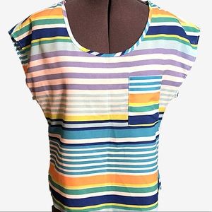 Striped button back top
